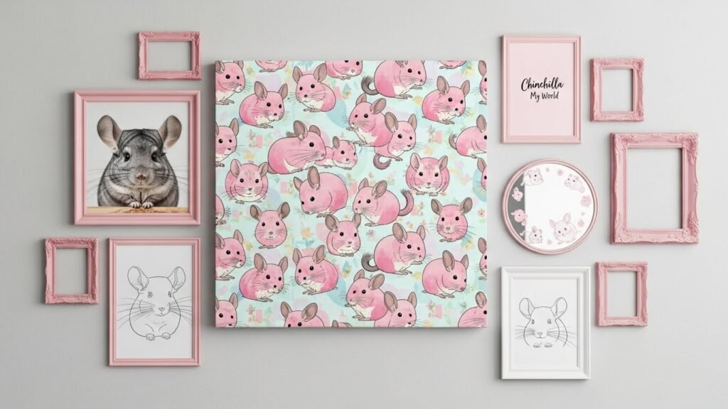 Pink Chinchilla Pattern Wall Art and Frames