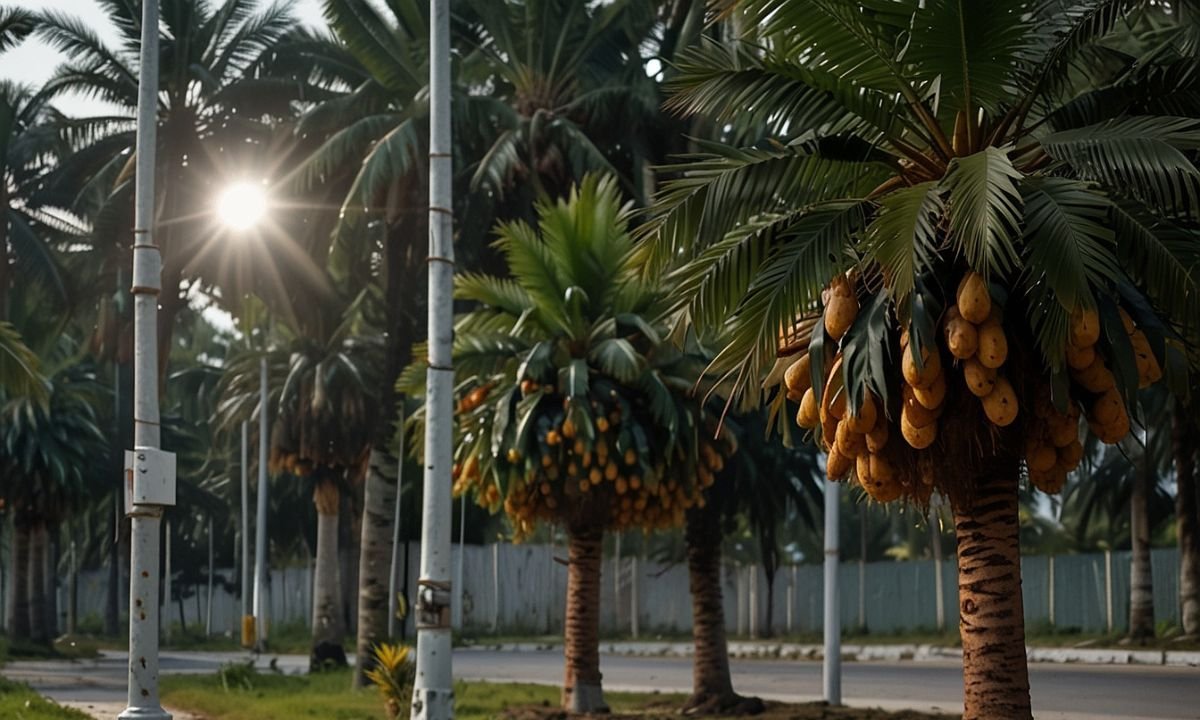 self cleaning streetlight oil palm waste