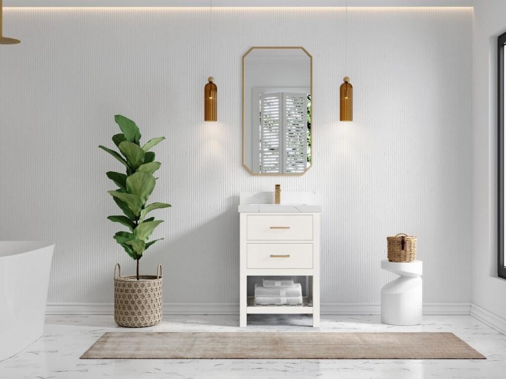 Willow Bath and Vanity Parker 24-inch fluted bathroom vanity