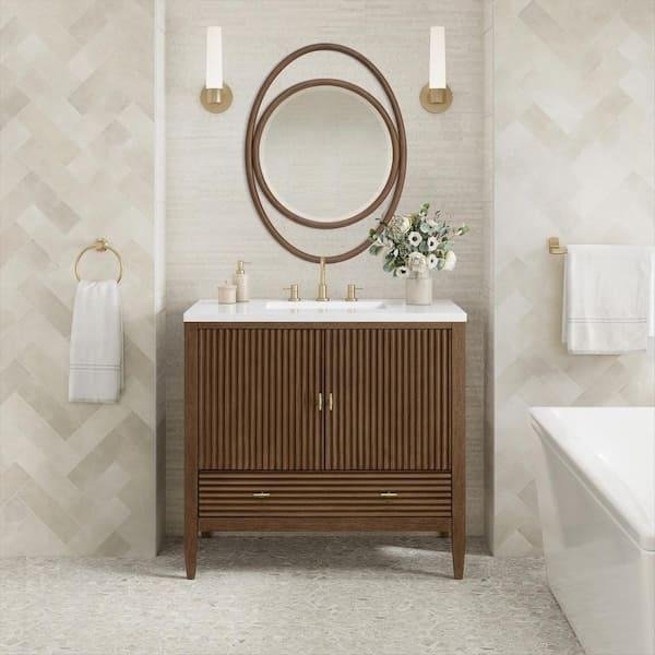 James Martin Myrrin 36-inch fluted walnut bathroom vanity